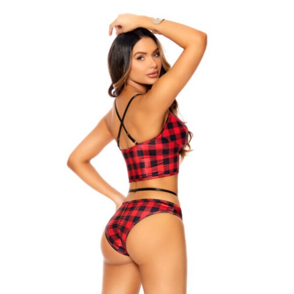 Buffalo Plaid Cami Top With Matching Panty - Picture 2 of 5